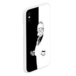 Чехол iPhone XS Max матовый Homer Simpson - black and white, цвет: 3D-белый — фото 2