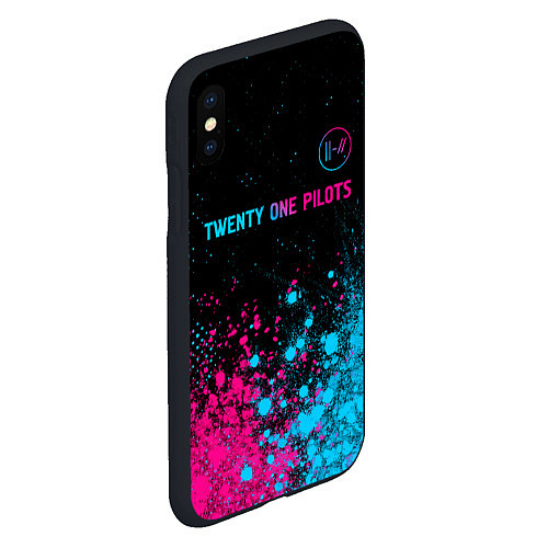 Чехол iPhone XS Max матовый Twenty One Pilots - neon gradient: символ сверху / 3D-Черный – фото 2