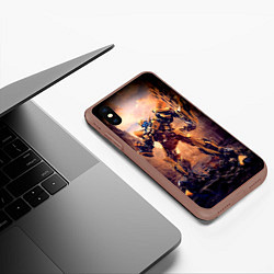 Чехол iPhone XS Max матовый Трансформеры: Бамблби, цвет: 3D-коричневый — фото 2