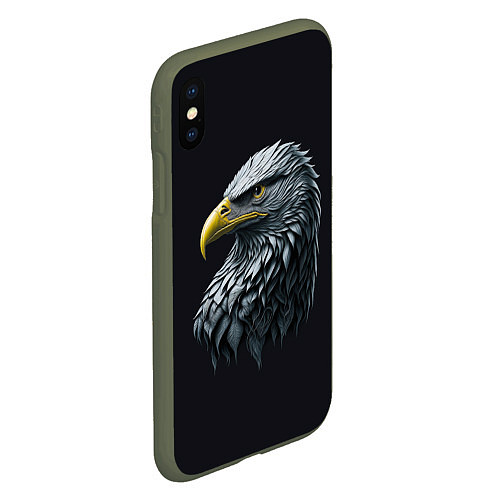 Чехол iPhone XS Max матовый Орёл от нейросети / 3D-Темно-зеленый – фото 2
