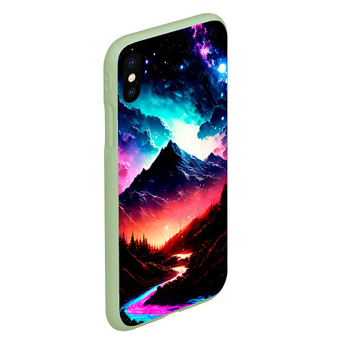 Чехол iPhone XS Max матовый Волшебный пейзаж / 3D-Салатовый – фото 2