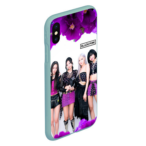 Чехол iPhone XS Max матовый Blackpink flowers / 3D-Мятный – фото 2