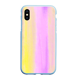 Чехол iPhone XS Max матовый Акварельный градиент желто- розовый, цвет: 3D-голубой