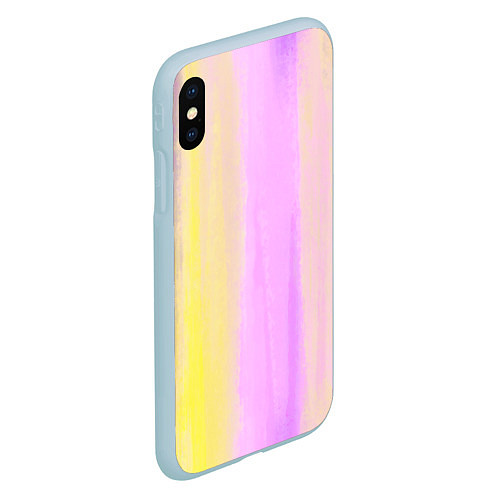 Чехол iPhone XS Max матовый Акварельный градиент желто- розовый / 3D-Голубой – фото 2