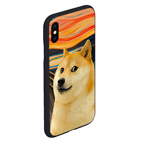 Чехол iPhone XS Max матовый Собака Доге пародия на Крик / 3D-Черный – фото 2