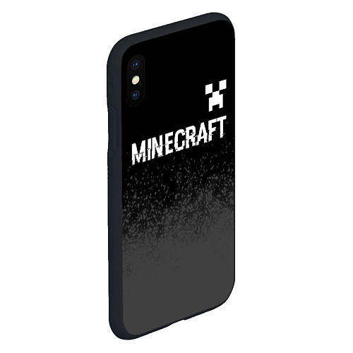 Чехол iPhone XS Max матовый Minecraft glitch на темном фоне: символ сверху / 3D-Черный – фото 2