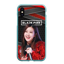 Чехол iPhone XS Max матовый Rose Blackpink black red, цвет: 3D-мятный