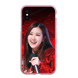 Чехол iPhone XS Max матовый Rose Blackpink red, цвет: 3D-розовый