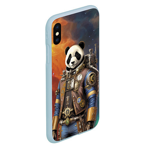 Чехол iPhone XS Max матовый Панда-космонавт - стимпанк / 3D-Голубой – фото 2