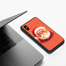 Чехол iPhone XS Max матовый Портрет Деда Мороза, цвет: 3D-черный — фото 2