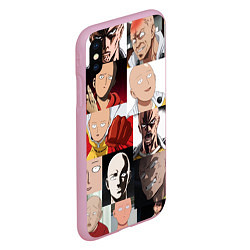 Чехол iPhone XS Max матовый Saitama - many faces, цвет: 3D-розовый — фото 2