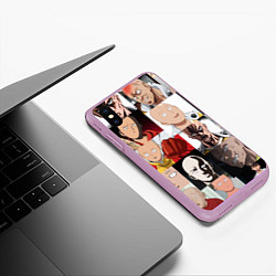 Чехол iPhone XS Max матовый Saitama - many faces, цвет: 3D-сиреневый — фото 2