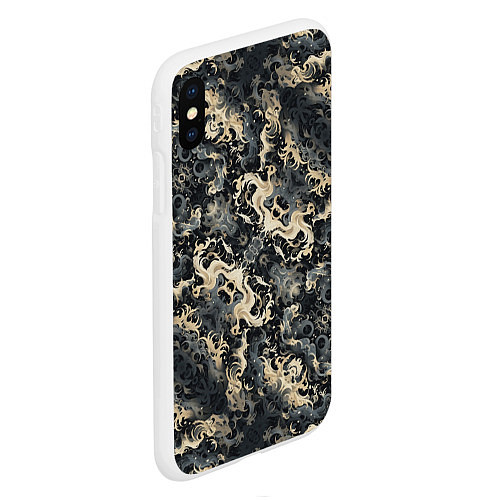 Чехол iPhone XS Max матовый Японские волны в темных тонах / 3D-Белый – фото 2
