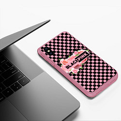 Чехол iPhone XS Max матовый Blackpink logo roses, цвет: 3D-малиновый — фото 2