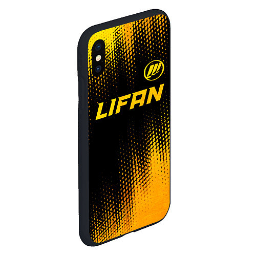 Чехол iPhone XS Max матовый Lifan - gold gradient: символ сверху / 3D-Черный – фото 2