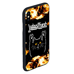 Чехол iPhone XS Max матовый Judas Priest рок кот и огонь, цвет: 3D-черный — фото 2