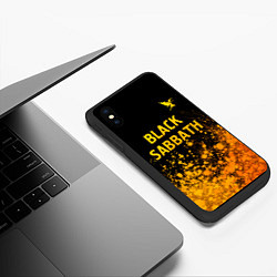 Чехол iPhone XS Max матовый Black Sabbath - gold gradient: символ сверху, цвет: 3D-черный — фото 2