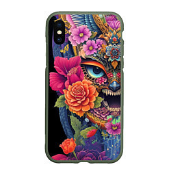 Чехол iPhone XS Max матовый Irezumi - Japan - tattoo, цвет: 3D-темно-зеленый