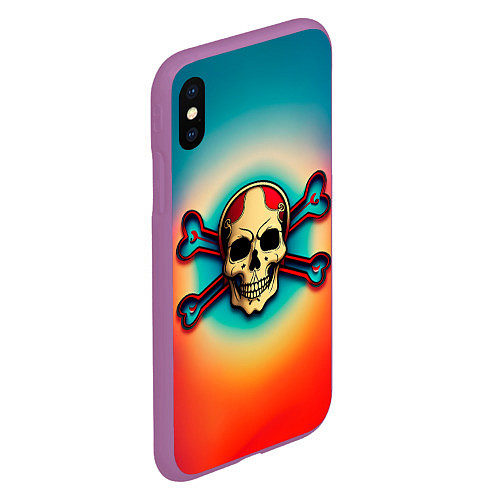 Чехол iPhone XS Max матовый Красочный веселый роджер / 3D-Фиолетовый – фото 2