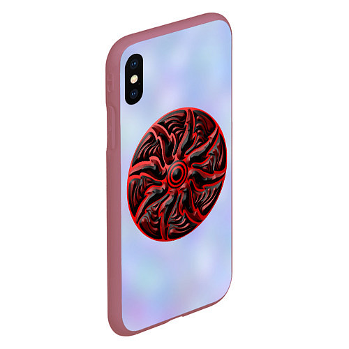 Чехол iPhone XS Max матовый Щитовидная мандала / 3D-Малиновый – фото 2