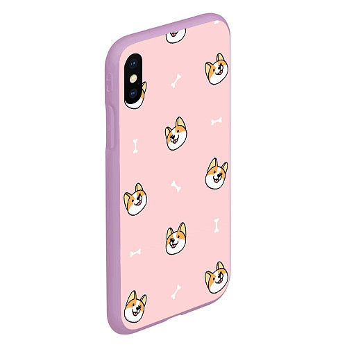 Чехол iPhone XS Max матовый Pink corgi / 3D-Сиреневый – фото 2