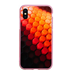 Чехол iPhone XS Max матовый Hexagon orange