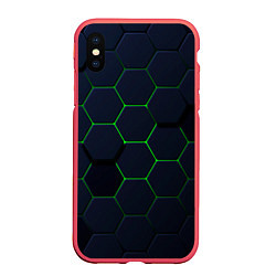 Чехол iPhone XS Max матовый Honeycombs green