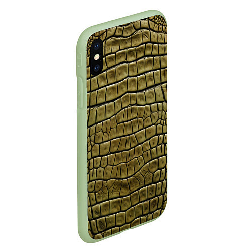 Чехол iPhone XS Max матовый Текстура кожи крокодила / 3D-Салатовый – фото 2