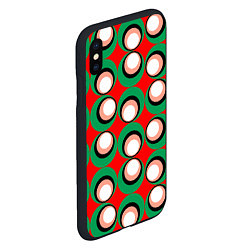 Чехол iPhone XS Max матовый Орнамент из контрастных кругов, цвет: 3D-черный — фото 2