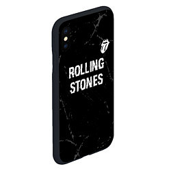 Чехол iPhone XS Max матовый Rolling Stones glitch на темном фоне: символ сверх, цвет: 3D-черный — фото 2