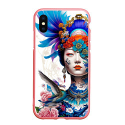 Чехол iPhone XS Max матовый Japanese girl - irezumi - tattoo