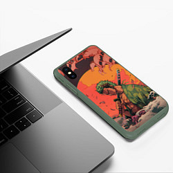 Чехол iPhone XS Max матовый Зоро на закате - One Piece, цвет: 3D-темно-зеленый — фото 2