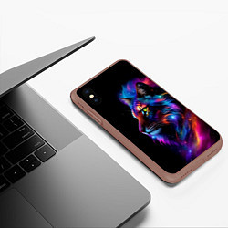 Чехол iPhone XS Max матовый Лев в космосе и звезды, цвет: 3D-коричневый — фото 2