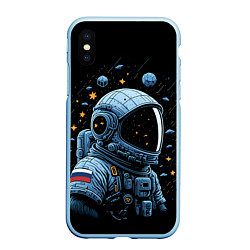 Чехол iPhone XS Max матовый Русский космонавт, цвет: 3D-голубой