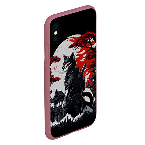 Чехол iPhone XS Max матовый Котик ниндзя - мрачный / 3D-Малиновый – фото 2