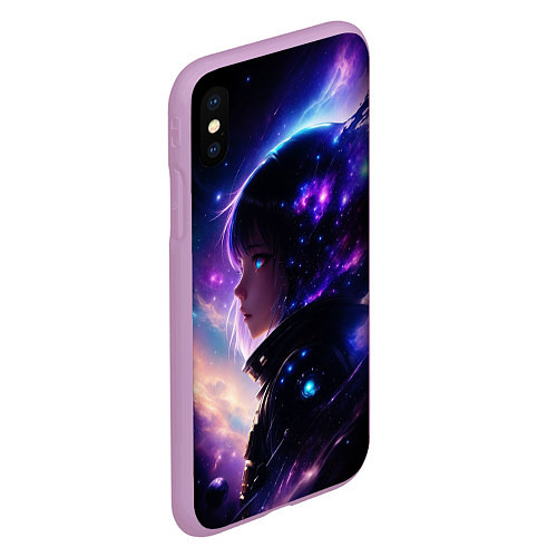 Чехол iPhone XS Max матовый Покорение космоса - девушка / 3D-Сиреневый – фото 2