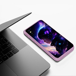 Чехол iPhone XS Max матовый Покорение космоса - девушка, цвет: 3D-сиреневый — фото 2