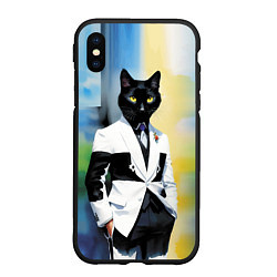 Чехол iPhone XS Max матовый Cat fashionista - neural network - pop art, цвет: 3D-черный