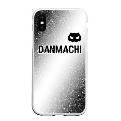 Чехол iPhone XS Max матовый DanMachi glitch на светлом фоне: символ сверху, цвет: 3D-белый