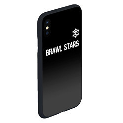 Чехол iPhone XS Max матовый Brawl Stars glitch на темном фоне: символ сверху, цвет: 3D-черный — фото 2
