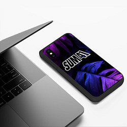 Чехол iPhone XS Max матовый Sum41 neon monstera, цвет: 3D-черный — фото 2