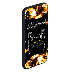 Чехол iPhone XS Max матовый Nightwish рок кот и огонь, цвет: 3D-черный — фото 2