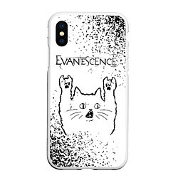 Чехол iPhone XS Max матовый Evanescence рок кот на светлом фоне, цвет: 3D-белый