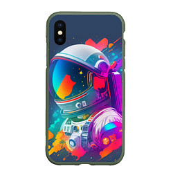 Чехол iPhone XS Max матовый Космонавт - акварельные мазки