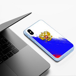 Чехол iPhone XS Max матовый Патриот Рф Герб, цвет: 3D-голубой — фото 2