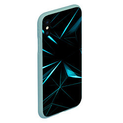 Чехол iPhone XS Max матовый Light blue hexagon, цвет: 3D-мятный — фото 2