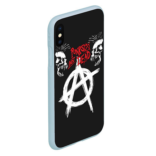 Чехол iPhone XS Max матовый Punks not dead - анархия / 3D-Голубой – фото 2