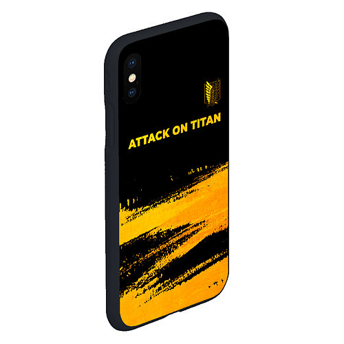 Чехол iPhone XS Max матовый Attack on Titan - gold gradient: символ сверху / 3D-Черный – фото 2