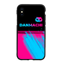 Чехол iPhone XS Max матовый DanMachi - neon gradient: символ сверху, цвет: 3D-черный