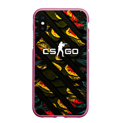 Чехол iPhone XS Max матовый CSGO white logo, цвет: 3D-малиновый